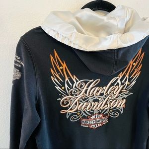 HARLEY DAVIDSON Cowboy Austin Tx Rhinestone Embroidered Hoodie Sweater